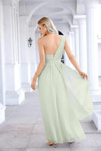 Ladies Chiffon One Shoulder Bridesmaid Evening Dress Wedding Party Evening Dress 28133 by numbersea
