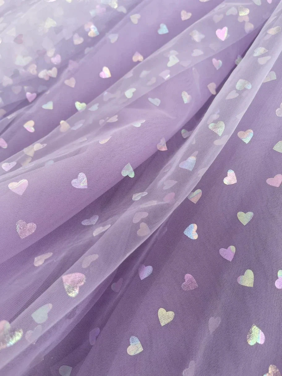 Corset Bow Straps Tulle Glitter Hearts Ankle Length Prom Dress by Anne of Brittany