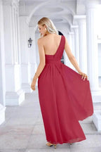Ladies Chiffon One Shoulder Bridesmaid Evening Dress Wedding Party Evening Dress 28133 by numbersea