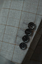 Three-Piece Windowpane Check Wool Suit | Tailored Formal Groom & Business Suit by 男装