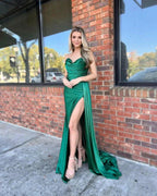 Vida |Mermaid Strapless Satin Prom Dress with Slit by KissProm