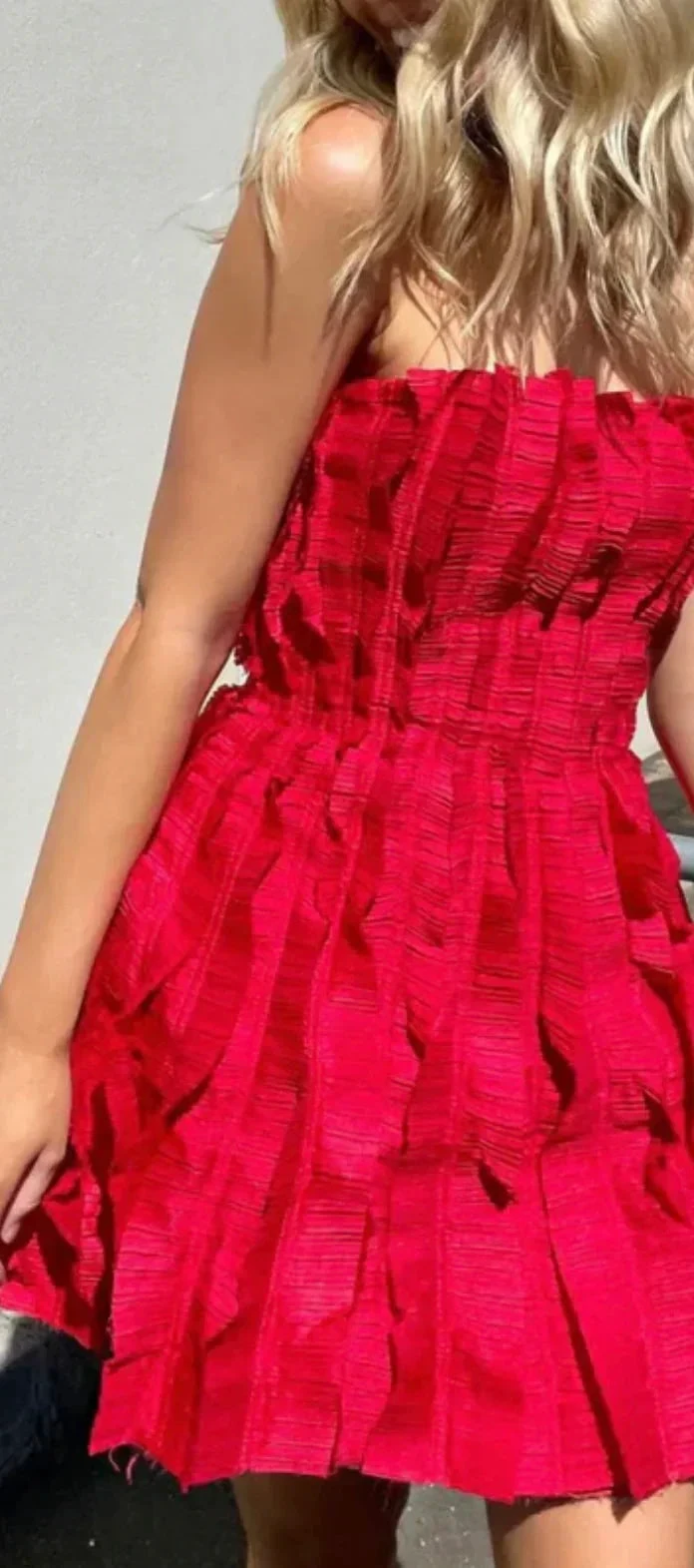 Strapless Red Ruffles A Line Homecoming Dress Mini Prom Dress Y8004 by simplepromdress