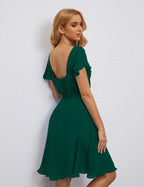 Numbersea U Back Homecoming Dress Formal Prom Dress Knee Length Short Sleeves Cocktail Party Dress 28077 by numbersea