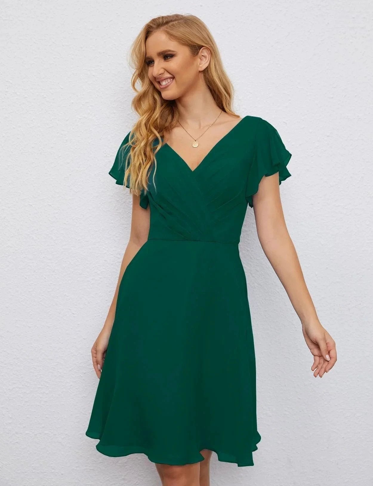 Numbersea U Back Homecoming Dress Formal Prom Dress Knee Length Short Sleeves Cocktail Party Dress 28077 by numbersea