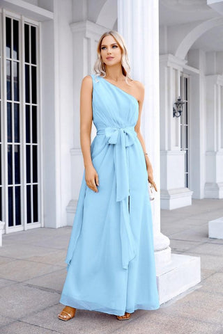 Ladies Chiffon One Shoulder Bridesmaid Evening Dress Wedding Party Evening Dress 28133