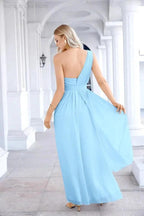 Ladies Chiffon One Shoulder Bridesmaid Evening Dress Wedding Party Evening Dress 28133 by numbersea