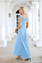 Ladies Chiffon V Neck Sleeveless Floor Length Bridesmaid Evening Dress Wedding Party Evening Dress 28126 by numbersea