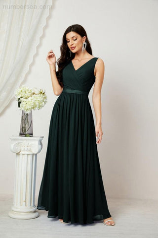 Women's Chiffon Long Bridesmaid Dresses A line Sleeveless Formal Prom Gown for Evening Party Homecoming Dresses 2808