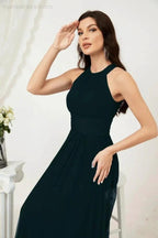 Numbersea Formal Party Gown Dress Chiffon Halter Long Sleeveless Bridesmaid Dresses 2802 by numbersea