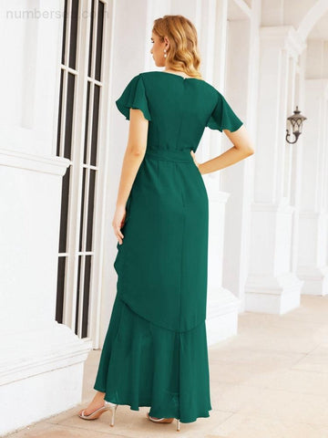 Numbersea Ruffled Bridesmaid Dresses Mermaid Formal Violin Evening Party Prom Gowns 28042