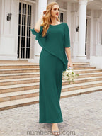 Sunnderly Formal Party Gown Dress Long Mother of The Bride Dresses with Ruffle Cape SY28026 by numbersea