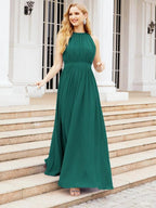 Numbersea Halter Bridesmaid Dress Empire Waist Formal Evening Prom Gown for Mother of The Bride 28030 by numbersea