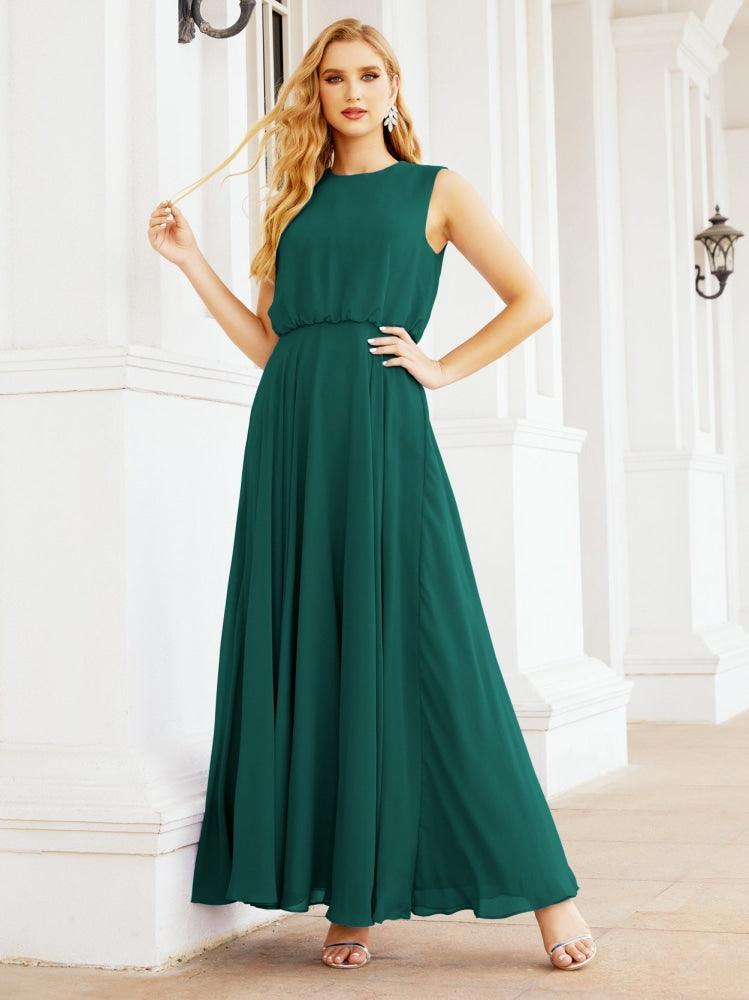 Numbersea Sleeveless Long Bridesmaid Dress A line Formal Evening Prom Gown 28025