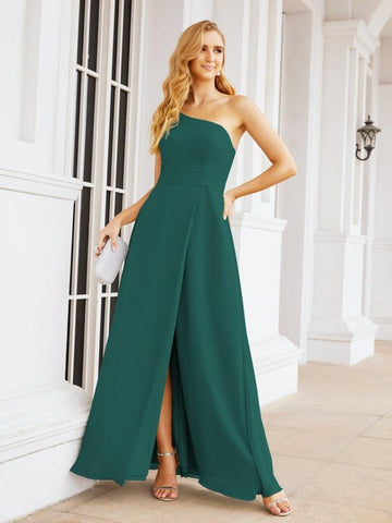 Numbersea Women's One Shoulder Formal Prom Gowns for Mother of The Bride Side Slit Bridesmaid Dresses 28052