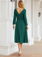 Bridesmaid Dress V-Back Waist Belt Mother of the Bride Wedding Guest SY28031 by numbersea