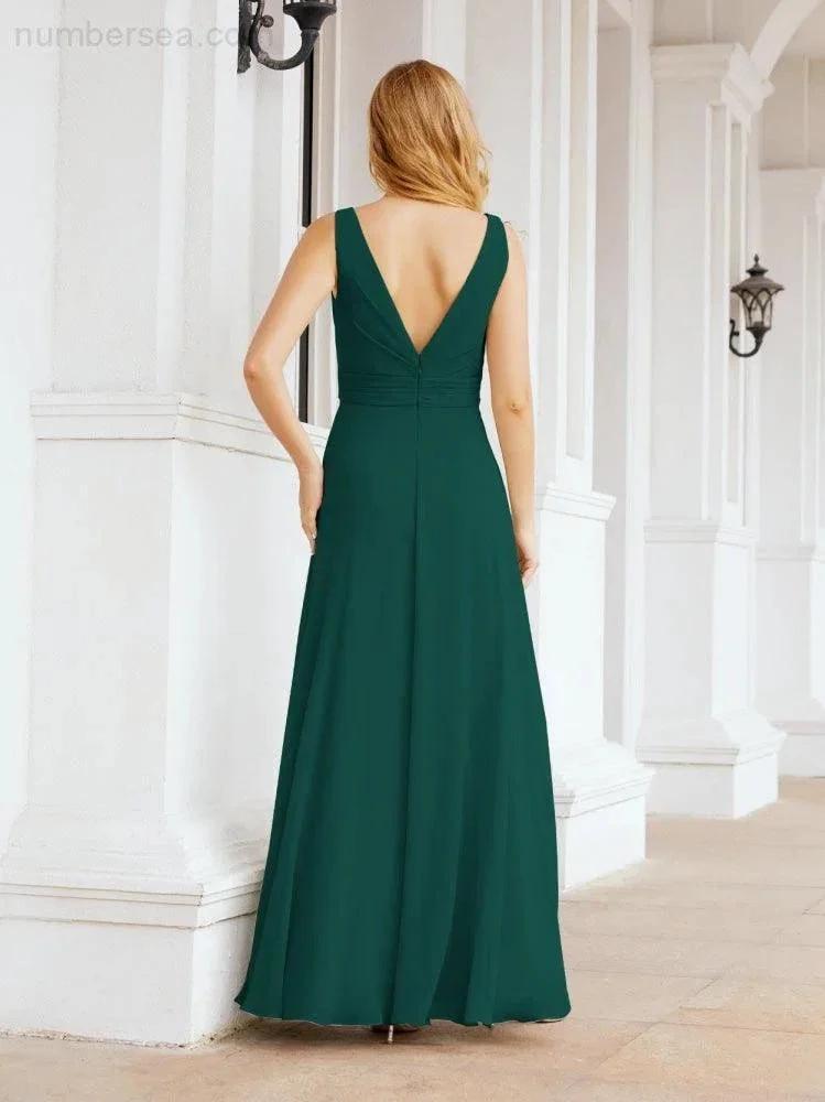 Numbersea Bridesmaid Dresses for Wedding Ruffles Long Formal Prom Gowns 28039 by numbersea