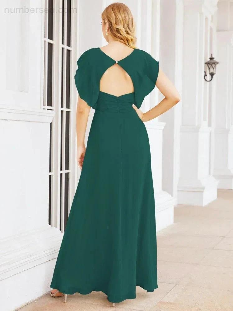Sunnderly Bridesmaid Dresses Cape Formal Prom Dress Open Back Gowns for Mother of The Bride SY28058 by numbersea