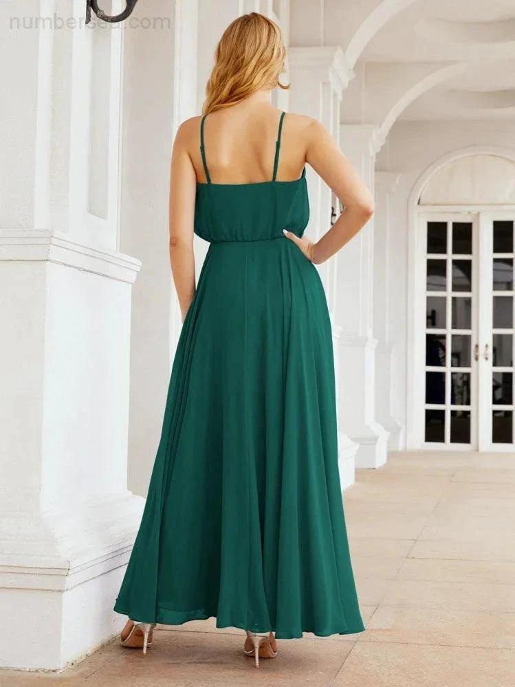 Numbersea Halter Long Bridesmaid Dresses Formal A line Juniors Dress 28029 by numbersea
