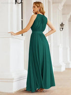Numbersea Halter Bridesmaid Dress Empire Waist Formal Evening Prom Gown for Mother of The Bride 28030 by numbersea