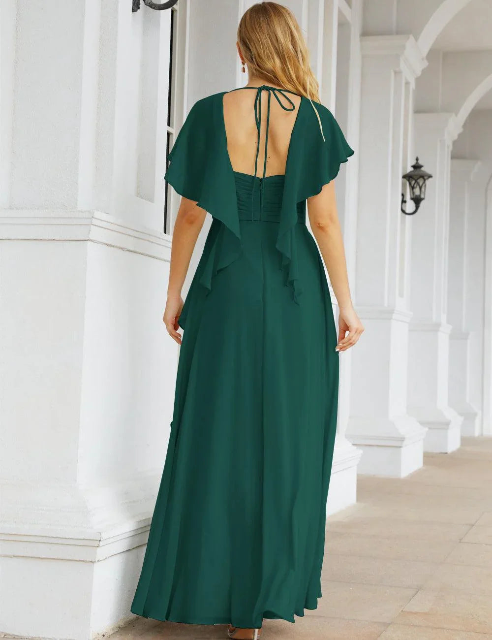 Numbersea Chiffon Bridesmaid Dresses Long Formal Evening Prom Mother of The Bride Dress with Flutter Sleeve     SEA28040