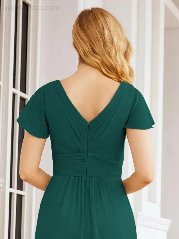 Numbersea Formal Prom Gowns for Mother of The Bride Cap Sleeves Bridesmaid Dress 28047 by numbersea