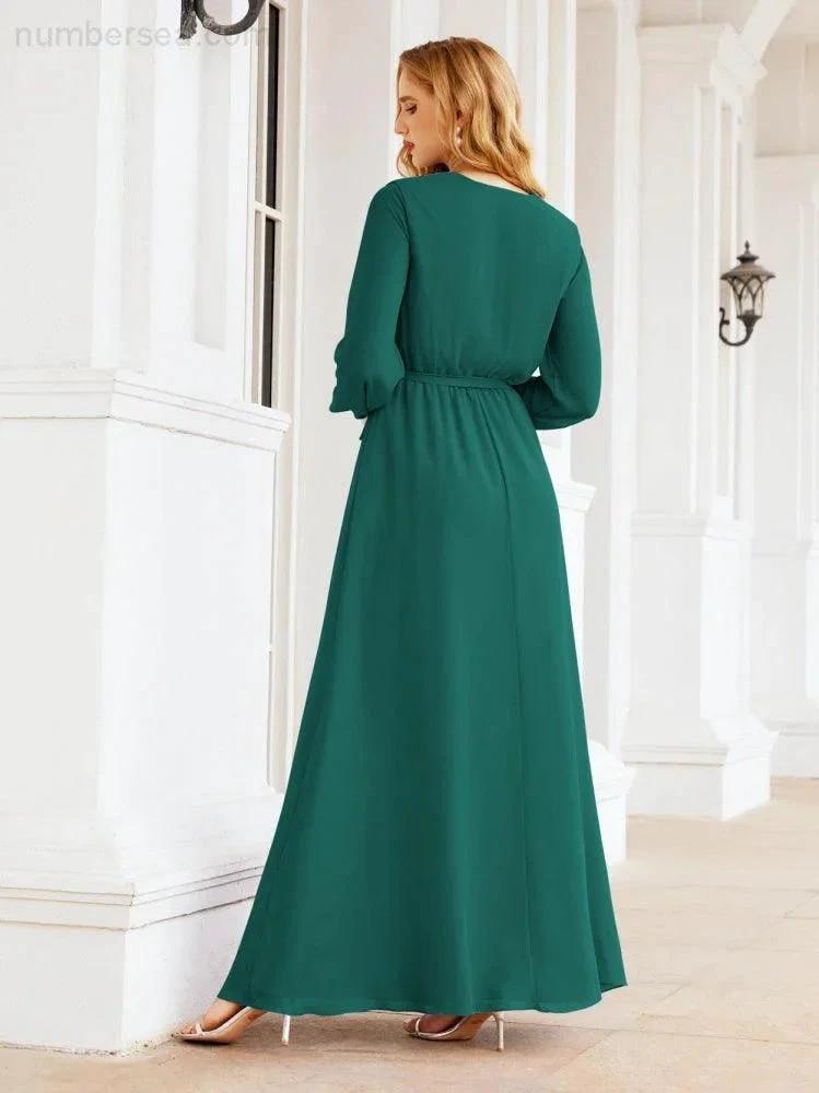 Sunnderly Women's Chiffon Bridesmaid Dress A line Long Sleeves Formal Evening Prom Gown for Wedding Guest SY28032 by numbersea