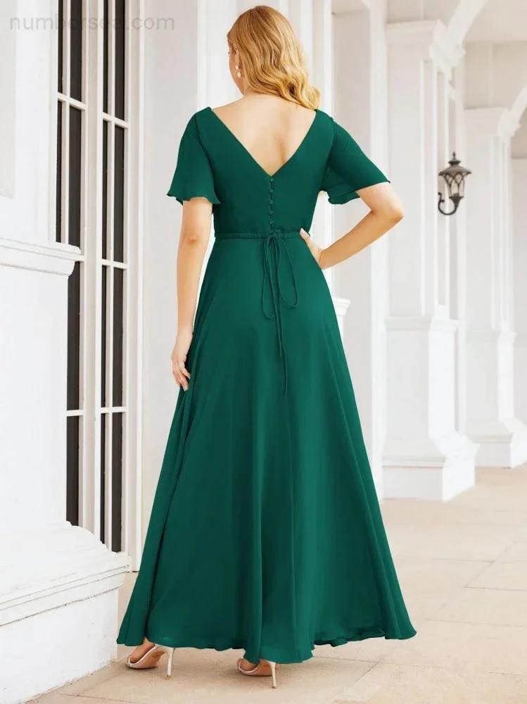 Numbersea Formal Prom Gowns for Mother of The Bride Short Sleeves Bridesmaid Dress 28049 by numbersea