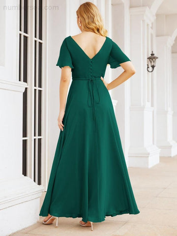 Numbersea Formal Prom Gowns for Mother of The Bride Short Sleeves Bridesmaid Dress 28049
