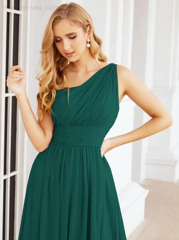 Numbersea One Shoulder Bridesmaid Dresses Long Maxi Formal Evening Party Prom Gowns 28061 by numbersea