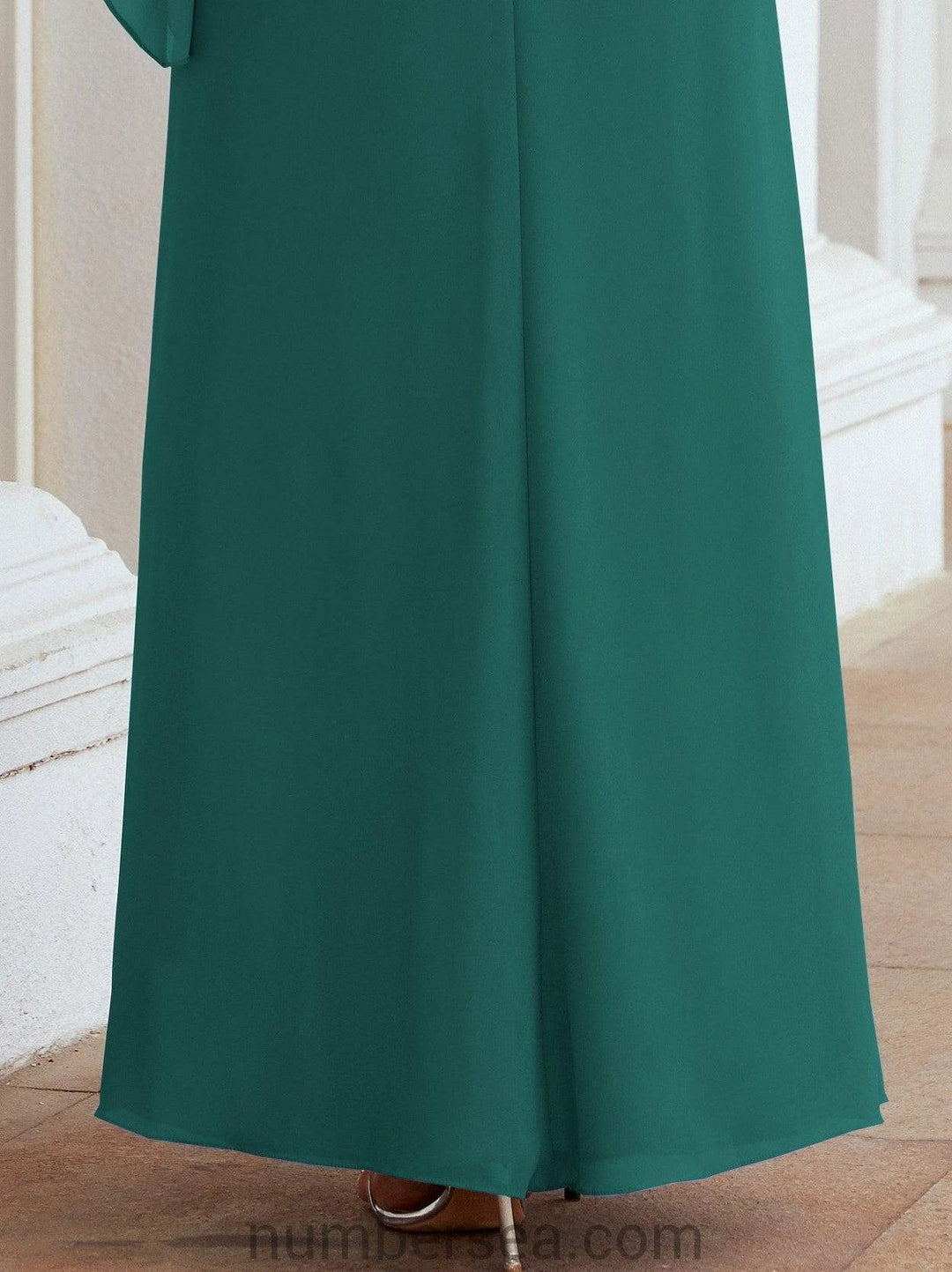 Sunnderly Formal Party Gown Dress Long Mother of The Bride Dresses with Ruffle Cape SY28026 by numbersea