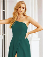 Numbersea Women's One Shoulder Formal Prom Gowns for Mother of The Bride Side Slit Bridesmaid Dresses 28052 by numbersea