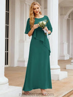 Sunnderly Formal Party Gown Dress Long Mother of The Bride Dresses with Ruffle Cape SY28026 by numbersea