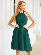 Numbersea Halter Chiffon Bridesmaid Dresses Short Sleeveless Formal Party Dress Open Back 28023 by numbersea