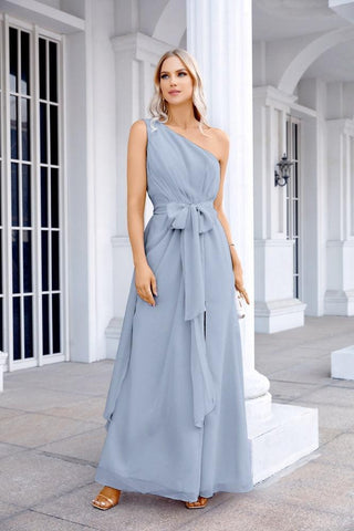 Ladies Chiffon One Shoulder Bridesmaid Evening Dress Wedding Party Evening Dress 28133