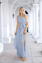 Ladies Chiffon One Shoulder Bridesmaid Evening Dress Wedding Party Evening Dress 28133 by numbersea