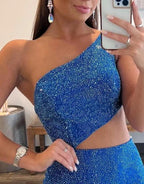 Toni | One Shoulder Royal Blue Prom Dress with Split by KissProm