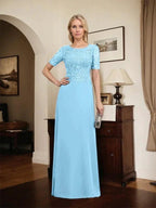 A-line Scoop Floor-Length Lace Chiffon Mother of the Bride Dress With Sequins by Dreamylily