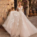 Sexy V-Neck Applique Wedding Dress Lace 2023 Illusion Long Sleeve A-Line Princess Bride Dress Bohemia Vestido De Noiva Women's by payinti