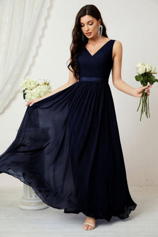 Women's Chiffon Long Bridesmaid Dresses A line Sleeveless Formal Prom Gown for Evening Party Homecoming Dresses 2808