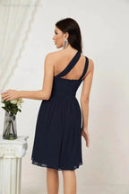Numbersea Women Chiffon Short One Shoulder Bridesmaid Dress Formal Dresses for Party Homecoming 2804 by numbersea