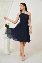 Numbersea Women Chiffon Short One Shoulder Bridesmaid Dress Formal Dresses for Party Homecoming 2804 by numbersea