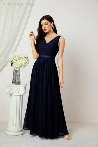 Women's Chiffon Long Bridesmaid Dresses A line Sleeveless Formal Prom Gown for Evening Party Homecoming Dresses 2808