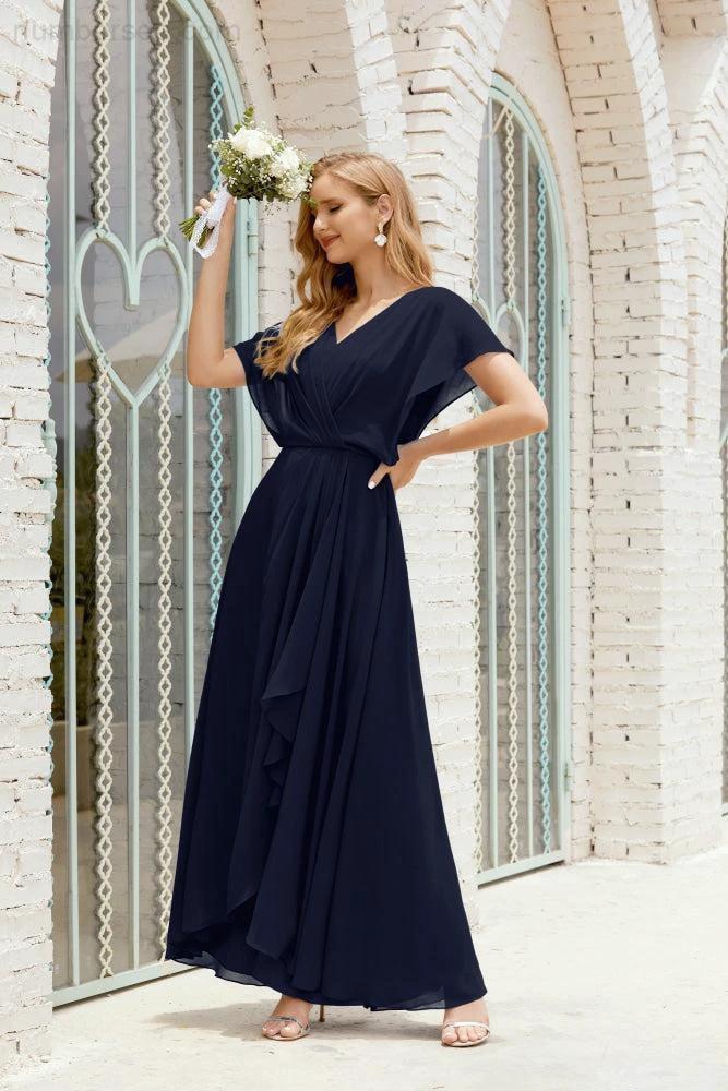 Numbersea Mother of The Bride Dresses Plus Size V-Neck Floor Length Formal Prom Dress for Wedding Guest 28020 by numbersea
