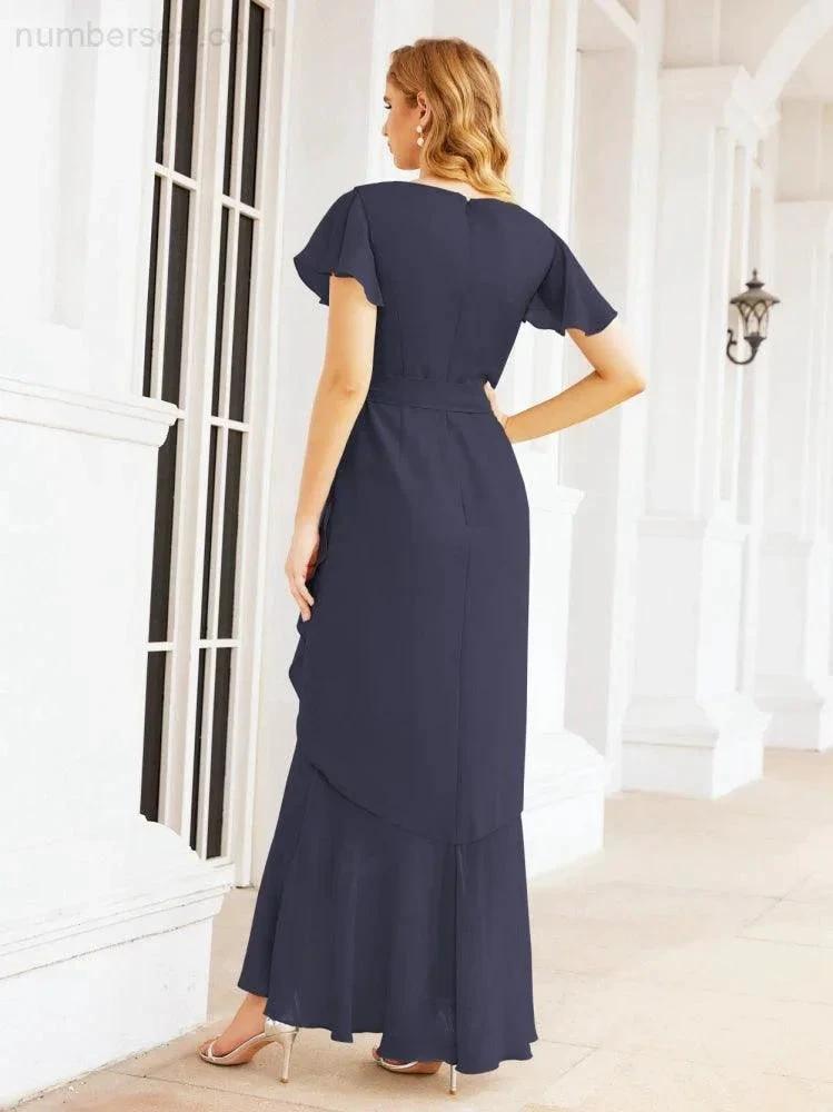 Numbersea Ruffled Bridesmaid Dresses Mermaid Formal Violin Evening Party Prom Gowns 28042 by numbersea