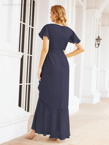 Numbersea Ruffled Bridesmaid Dresses Mermaid Formal Violin Evening Party Prom Gowns 28042