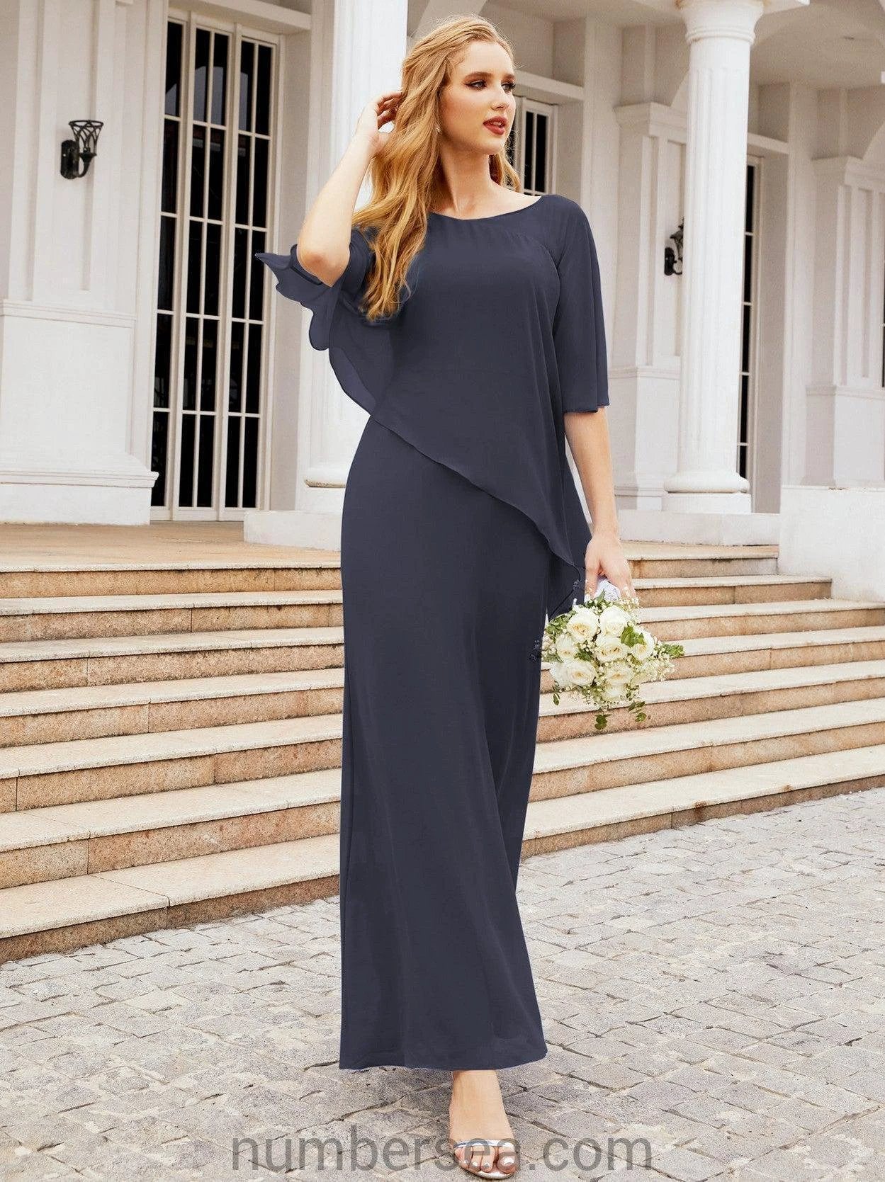 Sunnderly Formal Party Gown Dress Long Mother of The Bride Dresses with Ruffle Cape SY28026 by numbersea