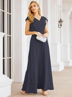 Sunnderly Bridesmaid Dresses Cape Formal Prom Dress Open Back Gowns for Mother of The Bride SY28058 by numbersea