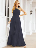 Numbersea Abiti da damigella incrociati con collo all'americana per festa, matrimonio, sera, ballo di fine anno, abiti lunghi da ballo 28053