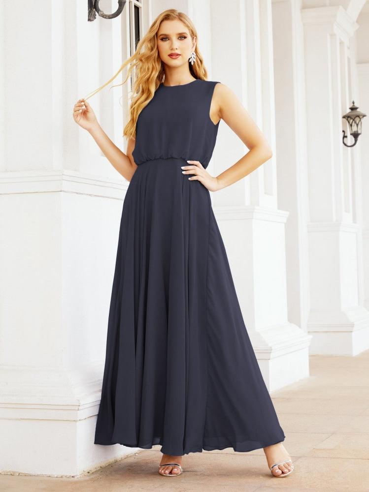Numbersea Sleeveless Long Bridesmaid Dress A line Formal Evening Prom Gown 28025