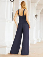 Numbersea Crisscross Neck Jumpsuit Formal Evening Dress Long Bridesmaid Dresses Bell-bottomed Pants 28033 by numbersea